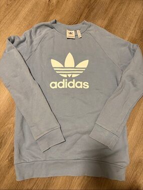 Adidas Women’s Light Blue Trefoil Crewneck Sweatshirt